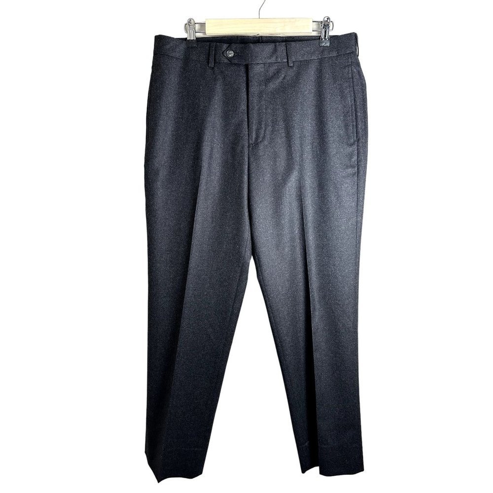 Brooks Brothers Mens Gray Madison Fit Dress Pant Size 35x30 ITALY Merino Wool